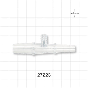 Straight Connector, Reducer, Barbed, Female Luer Lock Side Port, Clear - Fits 3/8 inch x 1/4 inch ID Tubing (0.375 inch x 0.25 inch, 9.53 mm x 6.35 mm) - 27223