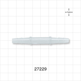 Straight Connector, Barbed, Clear - Fits 3/8 inch ID Tubing (0.375 inch, 9.53 mm) - 27229