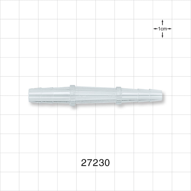 Straight Connector, Reducer, Barbed, Clear - Fits 1/4 inch x 3/16 inch ID Tubing (0.25 inch x 0.188 inch, 6.35 mm x 4.76 mm) - 27230