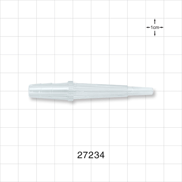Straight Connector, Reducer, Barbed, Male Luer Slip, Natural - Fits 1/4 inch ID Tubing (0.25 inch, 6.35 mm) - 27234