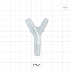 Y Connector, Reducer, Barbed, Clear - Fits 3/8 inch (0.375 inch, 9.53 mm); Fits 1/4 inch ID Tubing (0.25 inch, 6.35 mm) - 27240