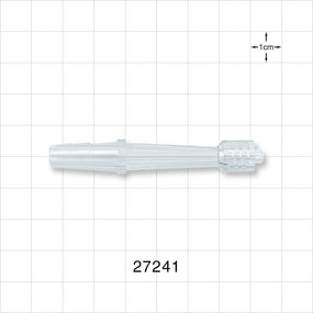 Straight Connector, Reducer, Barbed, Male Luer Lock, Clear - Fits 1/4 inch ID Tubing (0.25 inch, 6.35 mm) - 27241