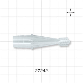Straight Connector, Reducer, Barbed, Male Luer Lock, Clear - Fits 1/2 inch ID Tubing (0.5 inch, 12.7 mm) - 27242