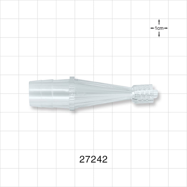 Straight Connector, Reducer, Barbed, Male Luer Lock, Clear - Fits 1/2 inch ID Tubing (0.5 inch, 12.7 mm) - 27242
