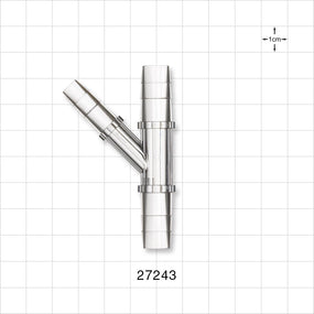 Y Connector, Reducer, Barbed, Clear - Fits 1/4 inch ID Tubing (0.25 inch, 6.35 mm); Fits 3/8 inch ID Tubing (0.375 inch, 9.53 mm) - 27243