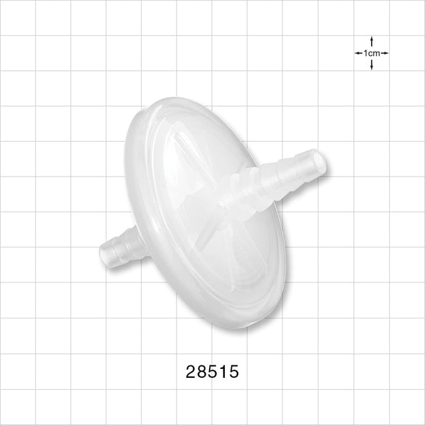 Hydrophobic Filter, Stepped Barb, Individually Packed - 50 mm, 0.28 inch - 0.51 inch Hose Barb (7 mm - 13 mm); 0.22 micron - 28515
