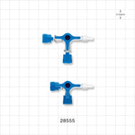 3-Way Stopcock, 2 Female Luer Locks, Tubing Port, Non-Vented Male Luer Lock Caps - 116 psi - 28555