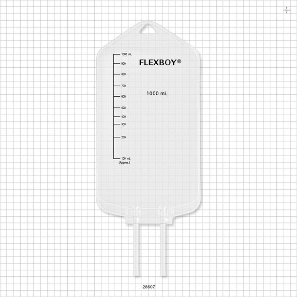 Flexboy 2D Bag Chamber, 2 Tube Ports, Non-Sterile - 1 Liter; 2 Tubes 1/4 inch ID x 5/16 inch OD - 28607