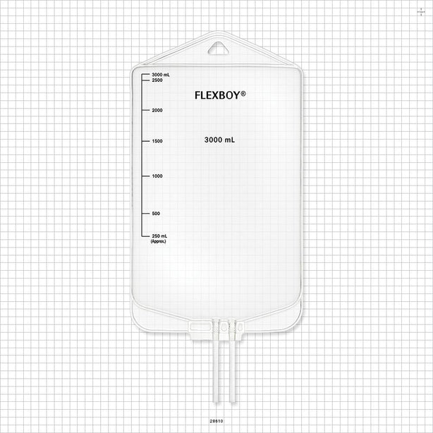 Flexboy 2D Bag Chamber, 2 Tube Ports, Non-Sterile - 3 Liter; 2 Tubes 1/4 inch ID x 5/16 inch OD - 28610