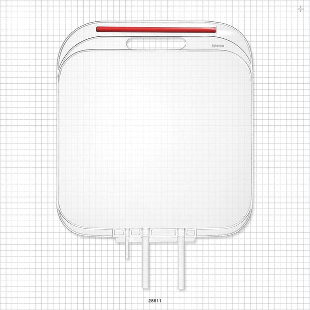 Flexboy 2D Bag Chamber, 3 Tube Ports, Non-Sterile - 5 Liter; 2 Tubes 3/8 inch ID x 15/32 inch OD; 1 Tube 3/16 inch ID x 1/4 inch OD - 28611
