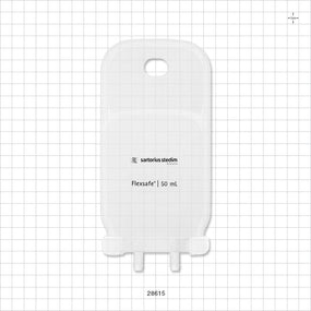 Flexsafe 2D Bag Chamber, 2 Ports, Non-Sterile - 50 ml; Both Ports Fit 1/4 inch ID Tubing (0.25 inch, 6.35 mm) - 28615