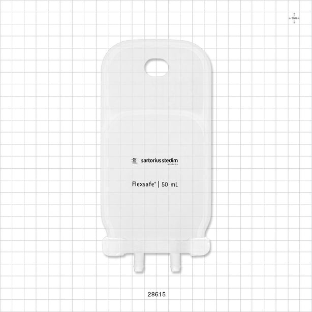 Flexsafe 2D Bag Chamber, 2 Ports, Non-Sterile - 50 ml; Both Ports Fit 1/4 inch ID Tubing (0.25 inch, 6.35 mm) - 28615