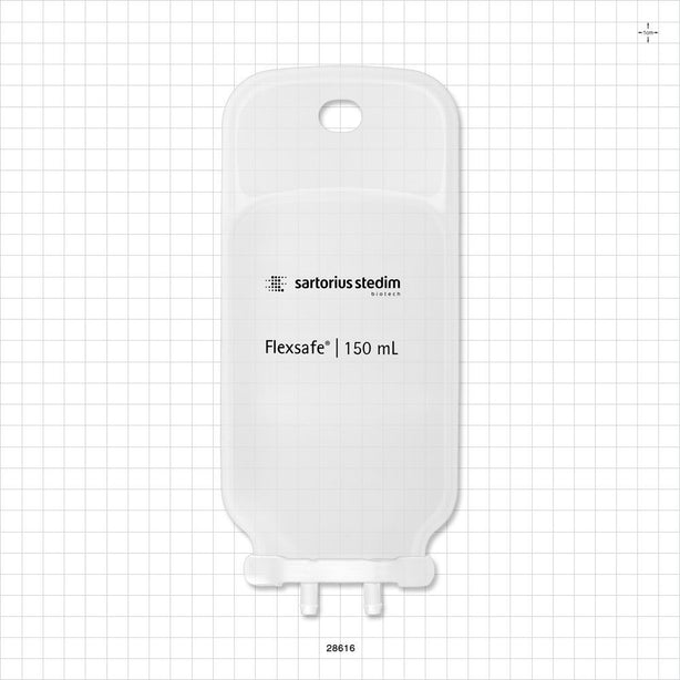 Flexsafe 2D Bag Chamber, 2 Ports, Non-Sterile - 150 ml; Both Ports Fit 1/4 inch ID Tubing (0.25 inch, 6.35 mm) - 28616