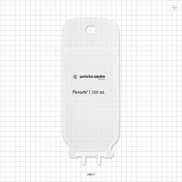 Flexsafe 2D Bag Chamber, 2 Ports, Non-Sterile - 250 ml; Both Ports Fit 1/4 inch ID Tubing (0.250 inch, 6.35 mm) - 28617