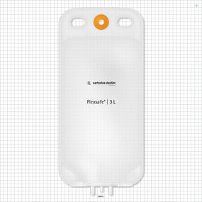 Flexsafe 2D Bag Chamber, 3 Ports, Non-Sterile - 3 Liter; 2 Ports Fit 3/8 inch ID Tubing (0.375 inch, 9.53 mm); 1 Port Fits 1/4 inch ID Tubing (0.25 inch, 6.35 mm) - 28621