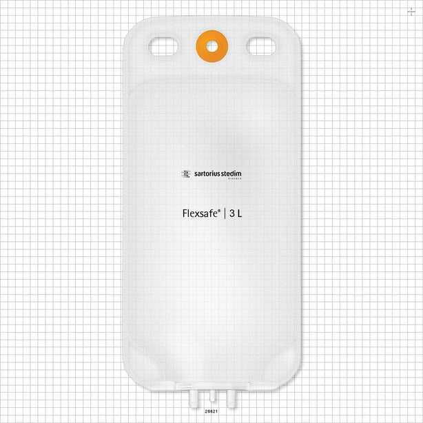 Flexsafe 2D Bag Chamber, 3 Ports, Non-Sterile - 3 Liter; 2 Ports Fit 3/8 inch ID Tubing (0.375 inch, 9.53 mm); 1 Port Fits 1/4 inch ID Tubing (0.25 inch, 6.35 mm) - 28621