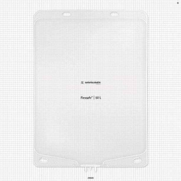 Flexsafe 2D Bag Chamber, 3 Ports, Non-Sterile - 50 Liter; 2 Ports Fit 3/8 inch ID Tubing (0.375 inch, 9.53 mm); 1 Port Fits 1/4 inch ID Tubing (0.25 inch, 6.35 mm) - 28628