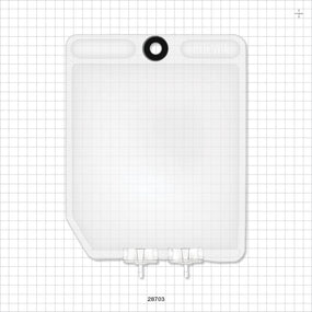 2D Bag Chamber, 2 Ports, Non-Sterile - 500 ml; Both Ports Fit 1/8 inch ID Tubing (0.125 inch, 3.18 mm) - 28703