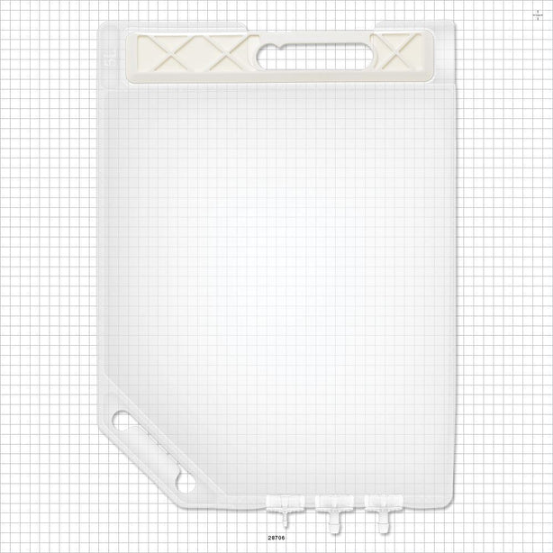 2D Bag Chamber, 3 Ports, Non-Sterile - 5 Liter; 2 Ports Fit 3/8 inch ID Tubing (0.375 inch, 9.53 mm); 1 Port Fits 1/8 inch ID Tubing (0.125 inch, 3.18 mm) - 28706