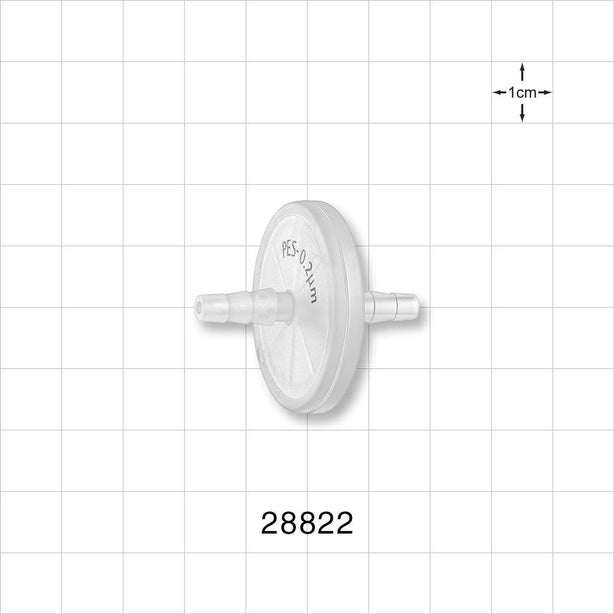 Minisart Hydrophobic Filter, Stepped Barb - 25 mm 0.173 inch - 0.236 inch Hose Barb (4.39 mm - 5.99 mm); 0.2 micron - 28822