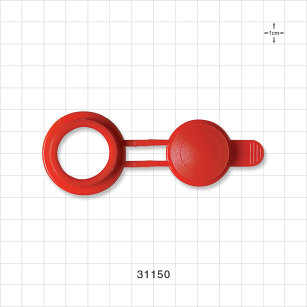 Bag Port Flange with Flat Plate, Red - 1.55 inch Flange OD; 0.95 inch ID Opening (39.37 mm; 24.13 mm) - 31150