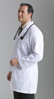 Landau Uniforms Full-Length 4-Button Men's Twill Lab Coat with 4 Buttons, White, Size 48, Tall - 3124WWVC48 - 1 Each