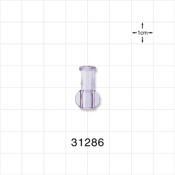 Female Luer Lock, Tubing Port, Clear - 0.157 inch - 0.146 inch ID (3.99 mm - 3.71 mm) - 31286