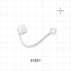 Male Luer Cap, Non-Vented w/Strap, White - 0.205 inch ID Application Loop (5.2 mm) - 31921