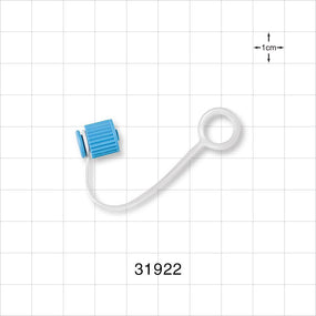 Male Luer Cap, Non-Vented w/Strap, Blue - 0.332 inch ID Application Loop (8.43 mm) - 31922