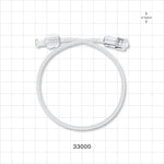 High-Durometer Extension Line, Female Luer Lock to Male Luer Lock - 90A Durometer; 0.06 inch ID x 0.125 inch OD (1.5 mm x 3.2 mm); 12 inch (305 mm) - 33000