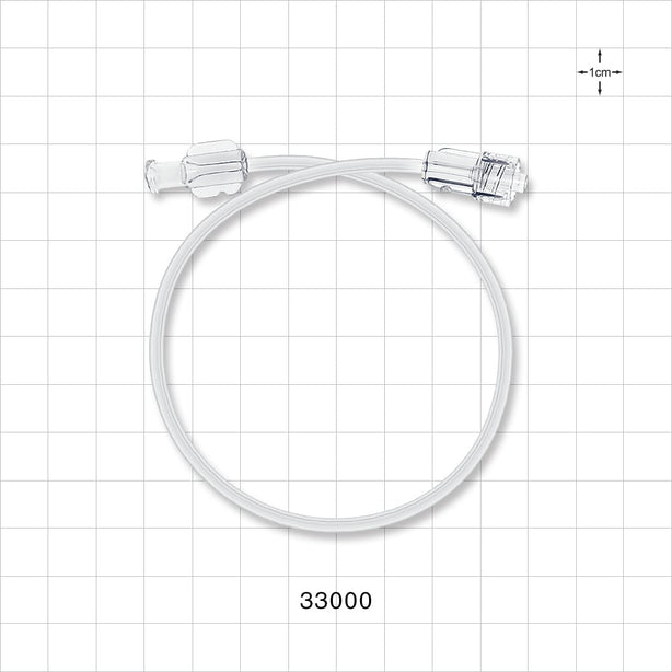 High-Durometer Extension Line, Female Luer Lock to Male Luer Lock - 90A Durometer; 0.06 inch ID x 0.125 inch OD (1.5 mm x 3.2 mm); 12 inch (305 mm) - 33000