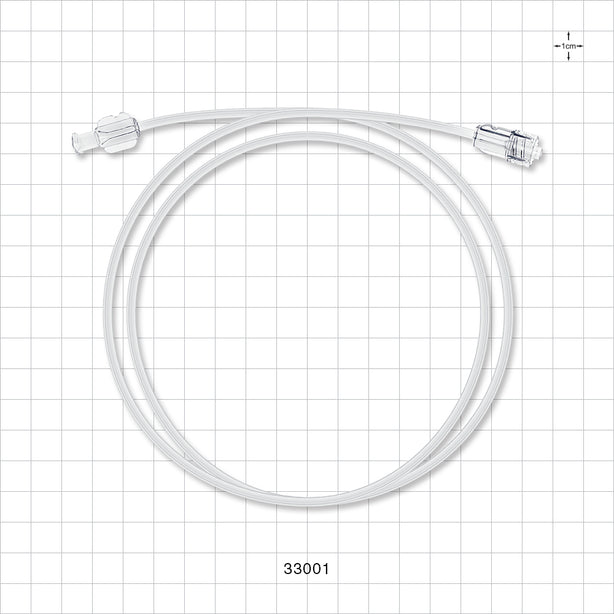 High-Durometer Extension Line, Female Luer Lock to Male Luer Lock - 90A Durometer; 0.06 inch ID x 0.125 inch OD (1.5 mm x 3.2 mm); 36 inch Length (914.4 mm) - 33001