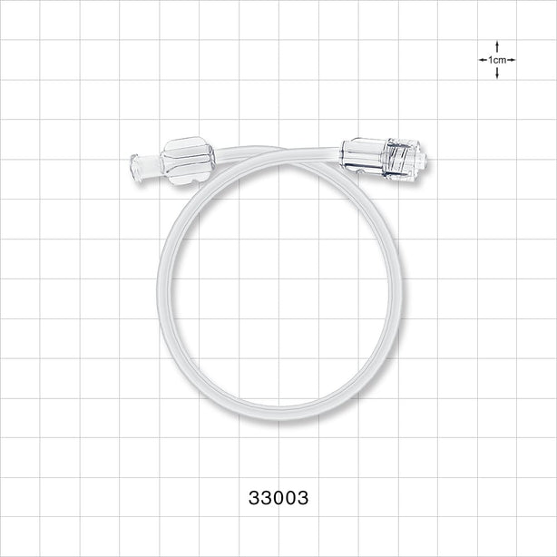 High-Pressure Extension Line, Female Luer Lock to Male Luer Lock - 0.071 inch ID x 0.158 inch OD (1.8 mm x 4 mm); 10 inch Length (254 mm); 500 psi - 33003