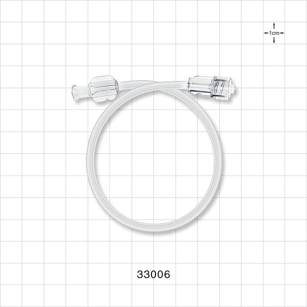 High-Pressure Extension Line, Female Luer Lock to Male Luer Lock - 0.071 inch ID x 0.188 inch OD (1.8 mm x 4.8 mm); 10 inch Length (254 mm); 900 psi - 33006
