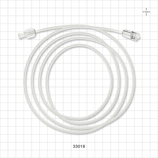 High-Pressure Coextruded Extension Line, Female Luer Lock to Male Luer Lock - 0.071 inch ID x 0.142 inch OD (1.8 mm x 3.6 mm); 59 inch (1499 mm); 1200 psi - 33018