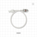 High-Pressure Braided Extension Line, Female Luer Lock to Rotating Male Luer Lock - 0.071 inch ID x 0.142 inch OD (1.8 mm x 3.6 mm); 10 inch (254 mm); 1200 psi - 33020