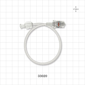 High-Pressure Braided Extension Line, Female Luer Lock to Rotating Male Luer Lock - 0.071 inch ID x 0.142 inch OD (1.8 mm x 3.6 mm); 10 inch (254 mm); 1200 psi - 33020