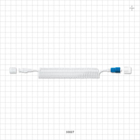 Coiled Extension Line, Female Luer Lock to Male Luer Lock with Non-Vented Caps - 0.06 inch ID x 0.1 inch OD (1.5 mm x 2.5 mm); 78 inch (1981 mm) - 33027
