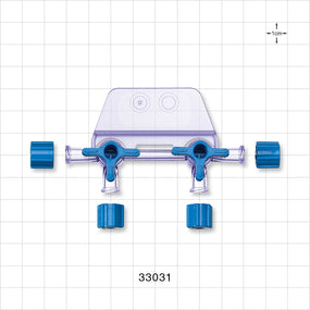 2-Gang Stopcock Manifold, 4 Female Luer Locks, Non-Vented Caps - 29 psi - 33031