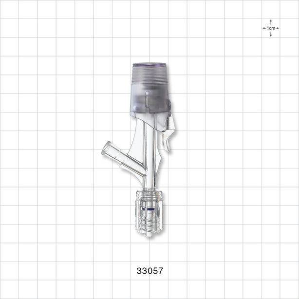 One Handed Hemostasis Valve Y Connector, Rotating Male Luer Lock, Female Luer Lock Sideport - 0 FR - 9 FR (0 inch - 0.118 inch, 0 mm - 3 mm) - 33057