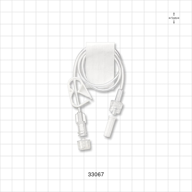 Extension Line, Female Luer Lock to Male Luer Lock with Vented Caps and Pinch Clamp - 0.038 inch ID x 0.087 inch OD (0.965 mm x 2.21 mm); 14 inch (355 mm) - 33067