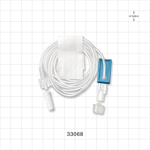 Extension Line, Female Luer Lock to Male Luer Lock with Vented Caps and Slide Clamp - 0.05 inch ID x 0.087 inch OD (1.27 mm x 2.2 mm); 60 inch (1524 mm) - 33068