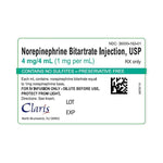 Claris Lifesciences Bitartrate Norepinephrine Injection, 1 mg/mL, 10 x 4 mL Ampoule - 36000-0162-10 - 10 Each