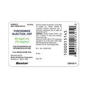 Baxter Healthcare Furosemide Injection 36000-0283-25 - 25.0 Each