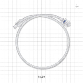 Bonded Non-Braided, High-Pressure Extension Line, Female Luer Lock to Rotating Male Luer Lock - 0.085 inch ID x 0.185 inch OD (2.2 mm x 4.7 mm); 20 inch (508 mm); 1000 psi - 36220