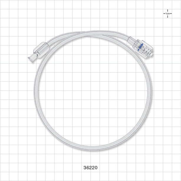 Bonded Non-Braided, High-Pressure Extension Line, Female Luer Lock to Rotating Male Luer Lock - 0.085 inch ID x 0.185 inch OD (2.2 mm x 4.7 mm); 20 inch (508 mm); 1000 psi - 36220