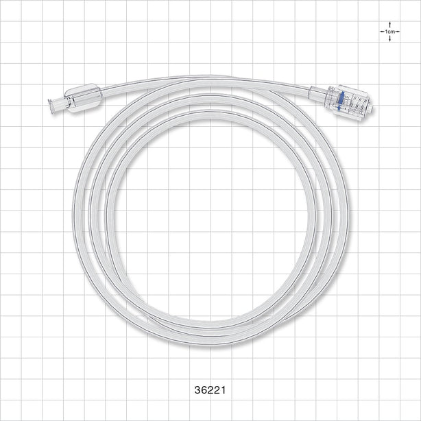 Bonded Non-Braided, High-Pressure Extension Line, Female Luer Lock to Rotating Male Luer Lock - 0.085 inch ID x 0.185 inch OD (2.2 mm x 4.7 mm); 48 inch (1219 mm); 1000 psi - 36221