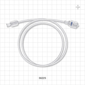 Bonded Braided High-Pressure Extension Line, Female Luer Lock to Rotating Male Luer Lock - 0.069 inch ID x 0.139 inch OD (1.8 mm x 3.5 mm); 30 inch (762 mm); 1200 psi - 36225