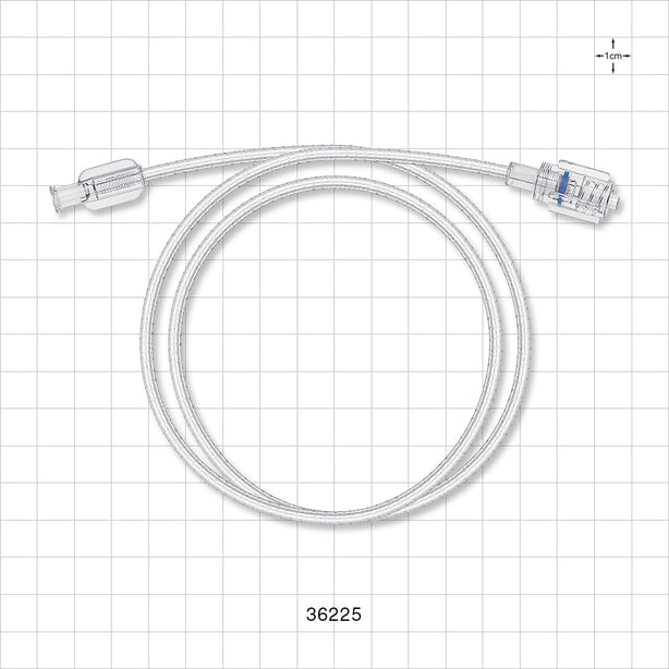 Bonded Braided High-Pressure Extension Line, Female Luer Lock to Rotating Male Luer Lock - 0.069 inch ID x 0.139 inch OD (1.8 mm x 3.5 mm); 30 inch (762 mm); 1200 psi - 36225