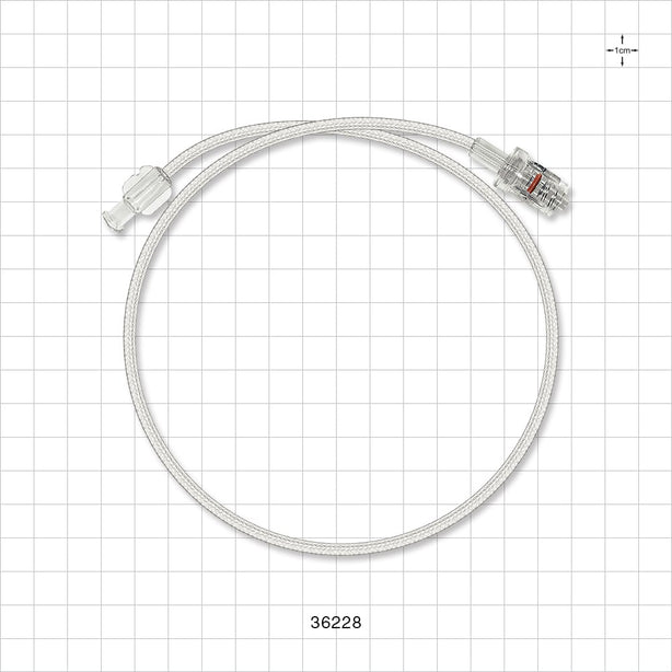 Bonded Braided High-Pressure Extension Line, Female Luer Lock to Rotating Male Luer Lock - 0.071 inch ID x 0.144 inch OD (1.8 mm x 3.7 mm); 20 inch (508 mm); 1200 psi - 36228
